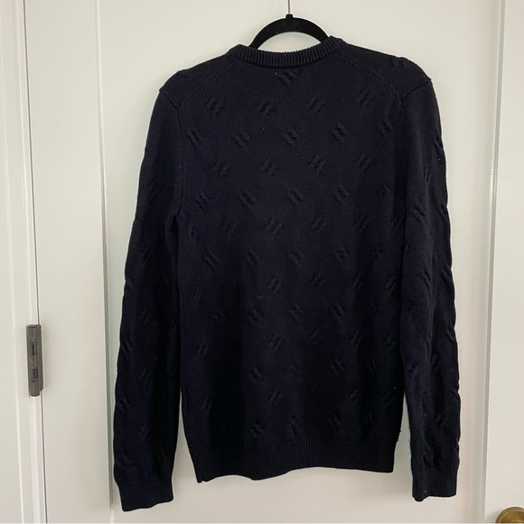 Men Reiss Textured Sweater Navy Blue, Small - Picture 5 of 6